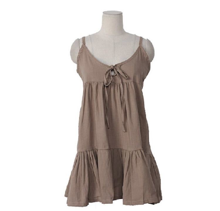 privatebeach フロントリボンティアードキャミワンピース ベージュ拍卖