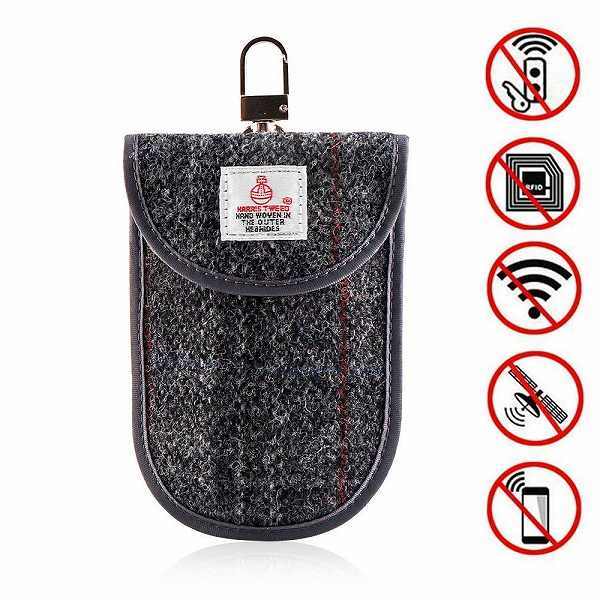 「b5i-a2」 スマートキー 電波遮断ポーチ 電波遮断 スマートキーケース リレーアタック 対策グッズ キーケース ハリスツイード拍卖