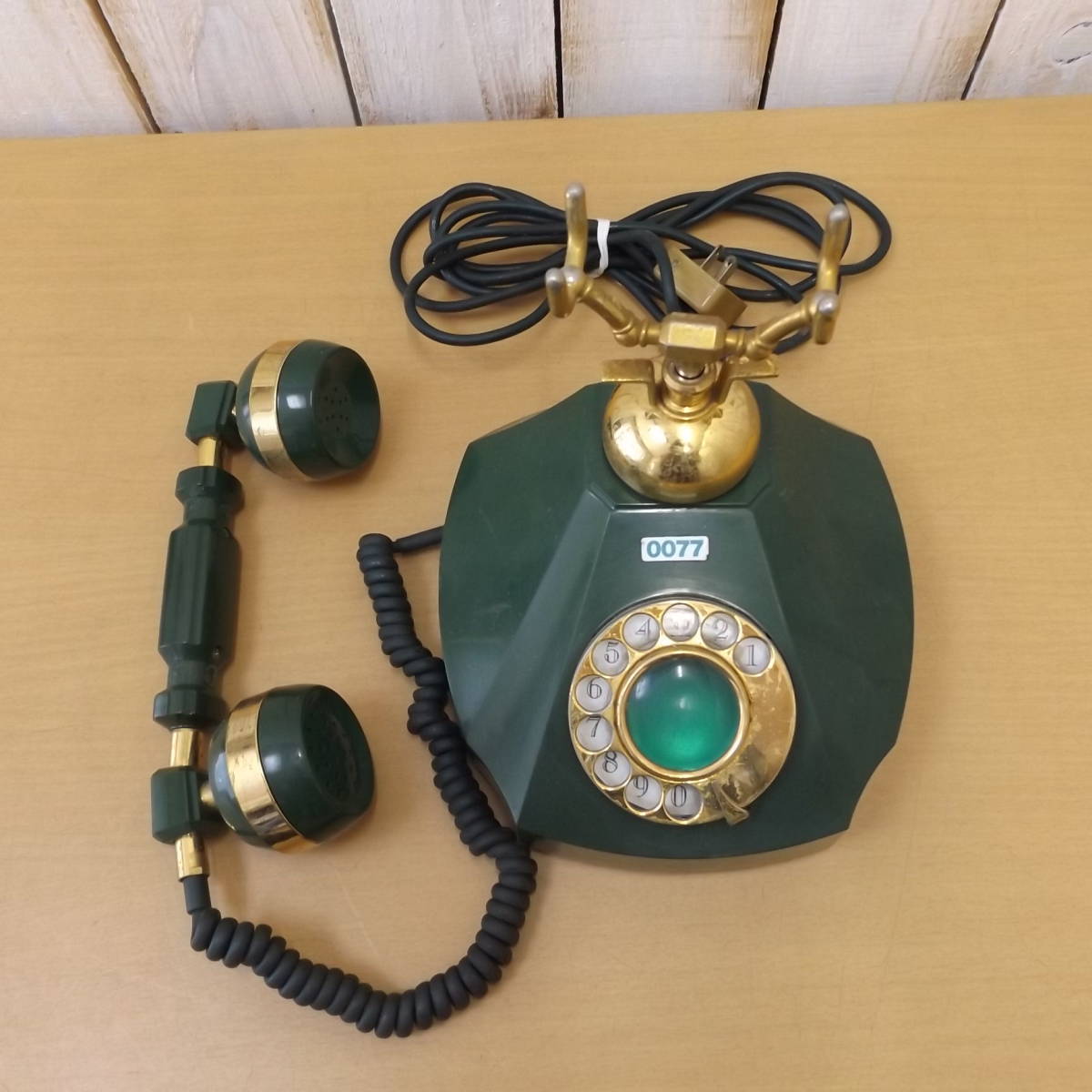 激レア・レトロ 電話機 ダイヤル式 グリーン アンティーク インテリア 田村電機 エレガンス 拍卖