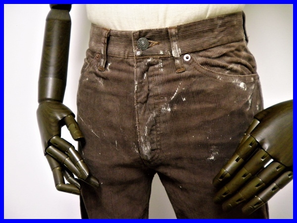 即決 THE FLAT HEAD フラットヘッド ペイント加工コーデュロイパンツ メンズW28相当拍卖