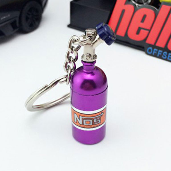 キーホルダー NOS キーリング ワイルドスピード ボンベ ニトロ ストラップ アクセサリー 自転車 車 バイク 家 鍵 パープル 送料無料拍卖