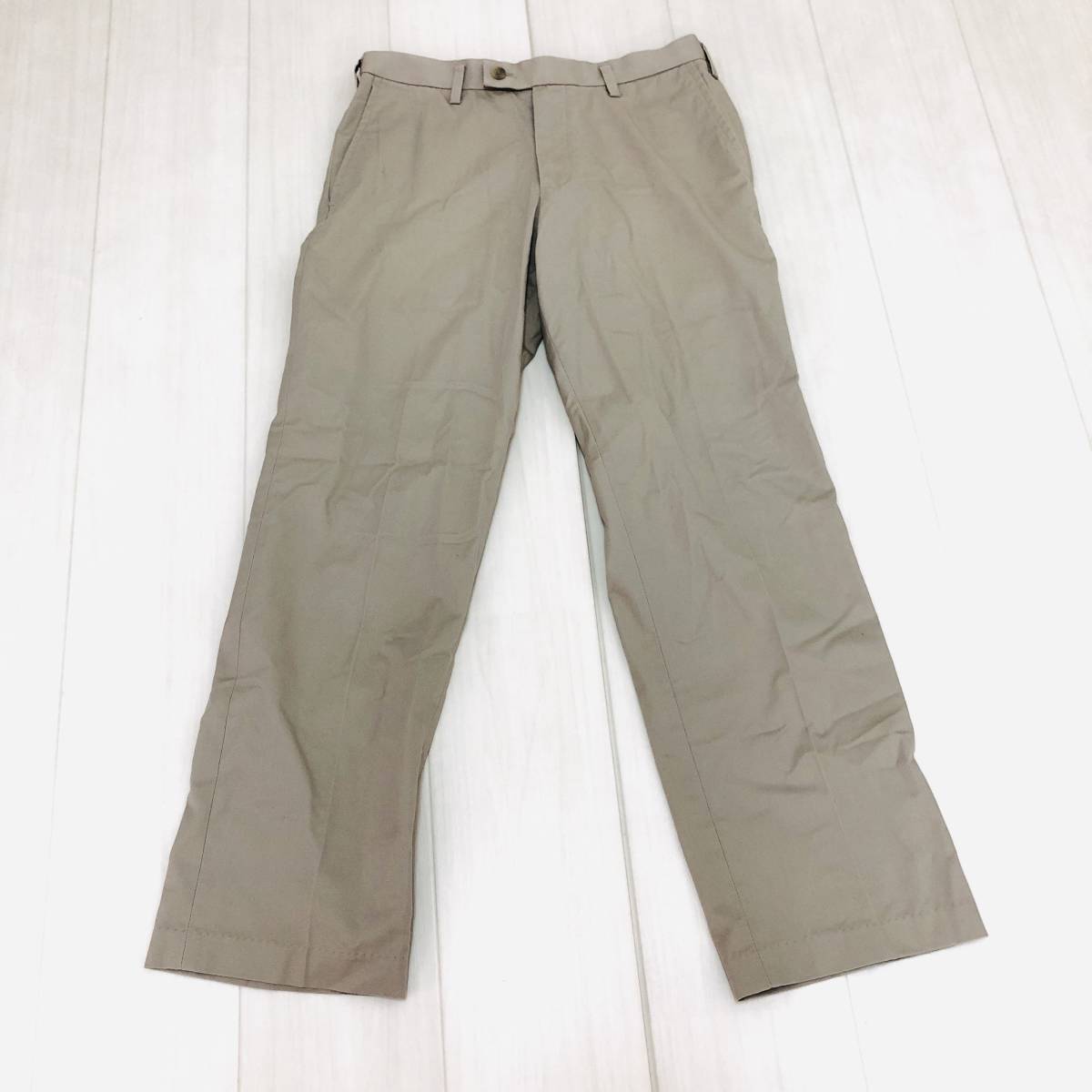k0480 美品 UNIQLO ユニクロ チノパン ポケット ストレート センタープレス 綿混 CN165/72A ベージュ メンズ シンプルデイリーカジュアル拍卖