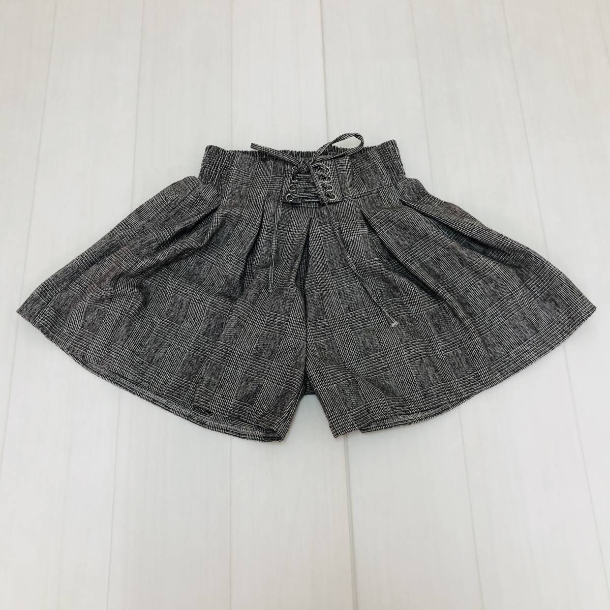 k0481 美品 PARK GIRL パークガール ショートパンツ ウエストゴム リボン ブラウン チェック レディース 上品 エレガントガーリーチェック拍卖