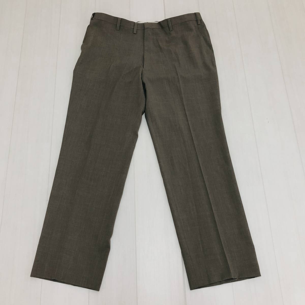 k0534 美品 スラックス センタープレス ストレート ポケット ブラウン系 グレー系 無地 メンズ シンプル スタイリッシュオフィスルック拍卖