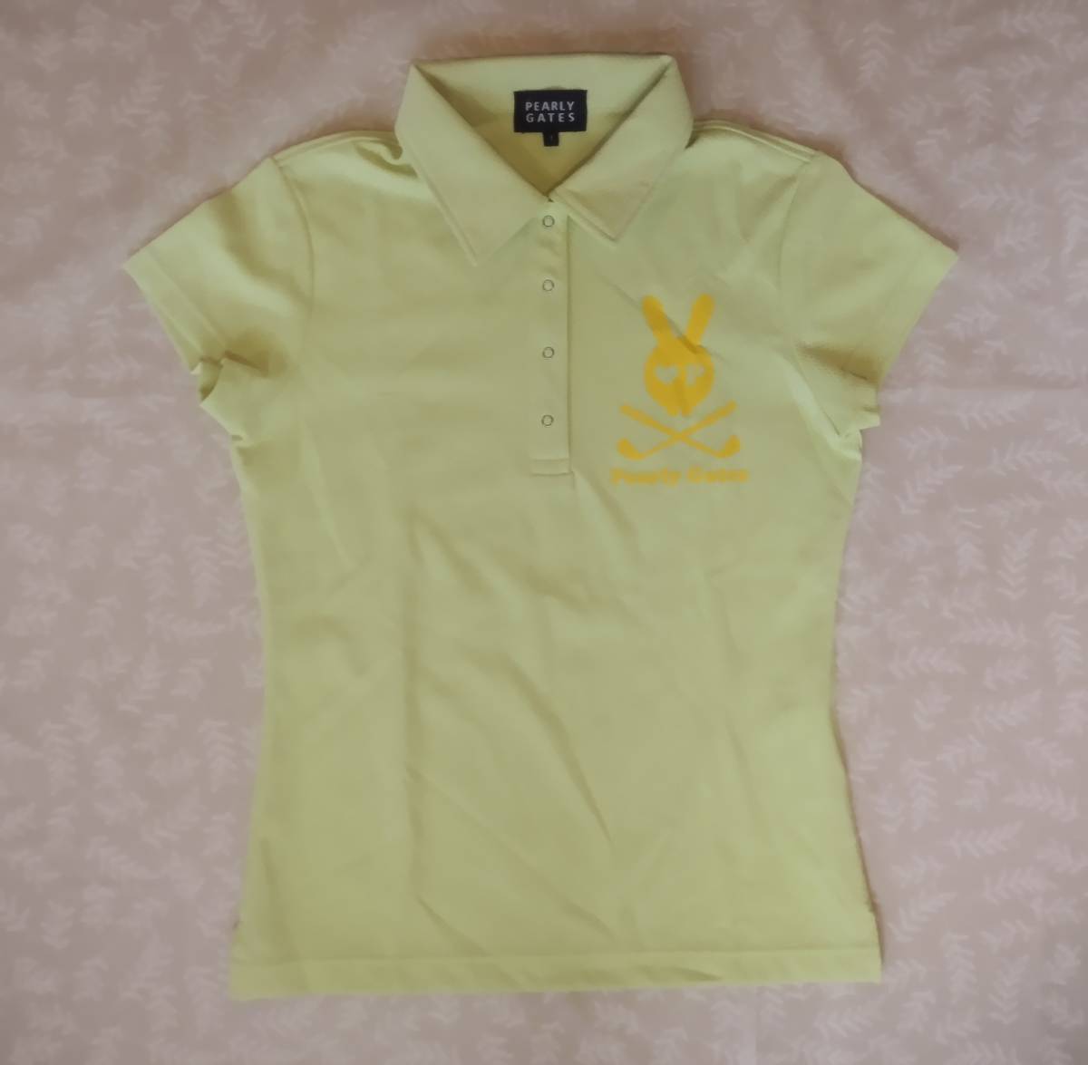 美品! パーリーゲイツ 半袖シャツ サイズ1 きみどり色ⅹ超細かいメッシュ柄 ややストレッチ 日本製 ドライ速乾薄手生地拍卖