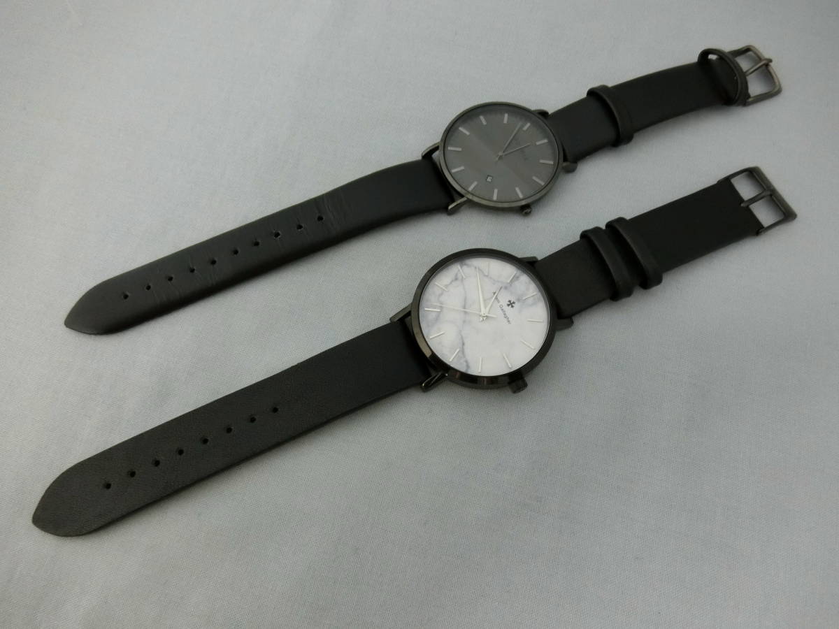 Adam Gallagher メンズ 腕時計 大理石文字盤 日本製 生活防水+Ronmar 超薄型 腕時計 30m防水 日本製クォーツ2個セット送料込み 拍卖