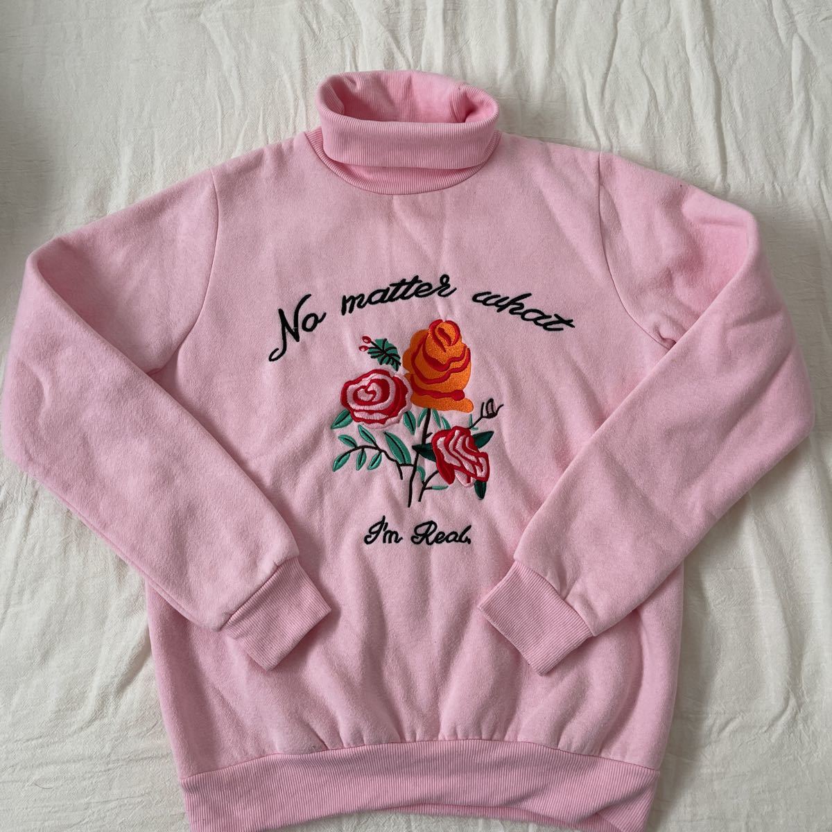 タートルトレーナー 花刺繍 裏起毛トレーナー拍卖