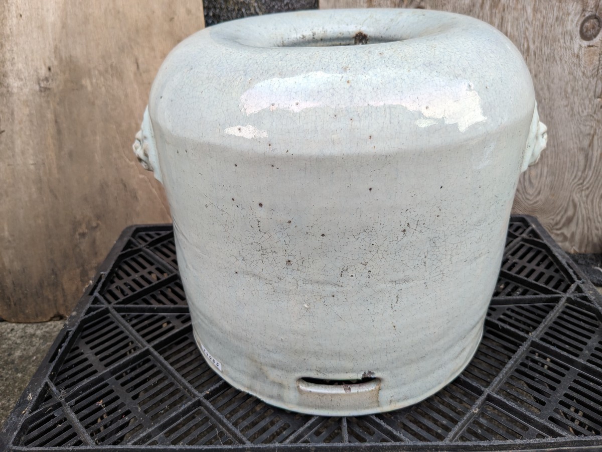 古い 火鉢 手あぶり ひびあり 中国古玩美術 高さ29センチ 直径39センチ 壺 壷 拍卖