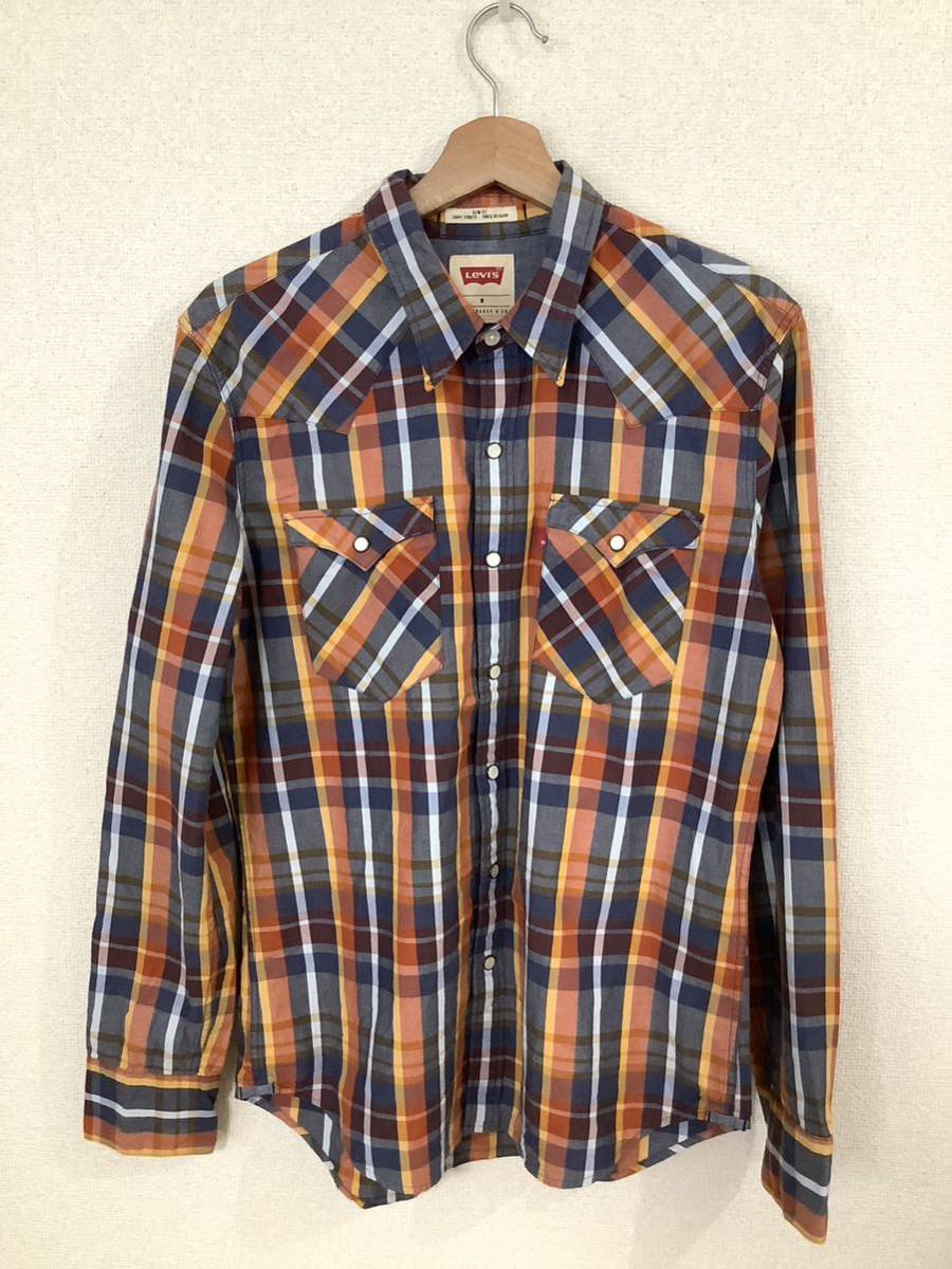 levi's リーバイス スリムフィット チェック柄 ウエスタンシャツ 長袖シャツ アメカジ メンズ 古着 ビンテージ拍卖