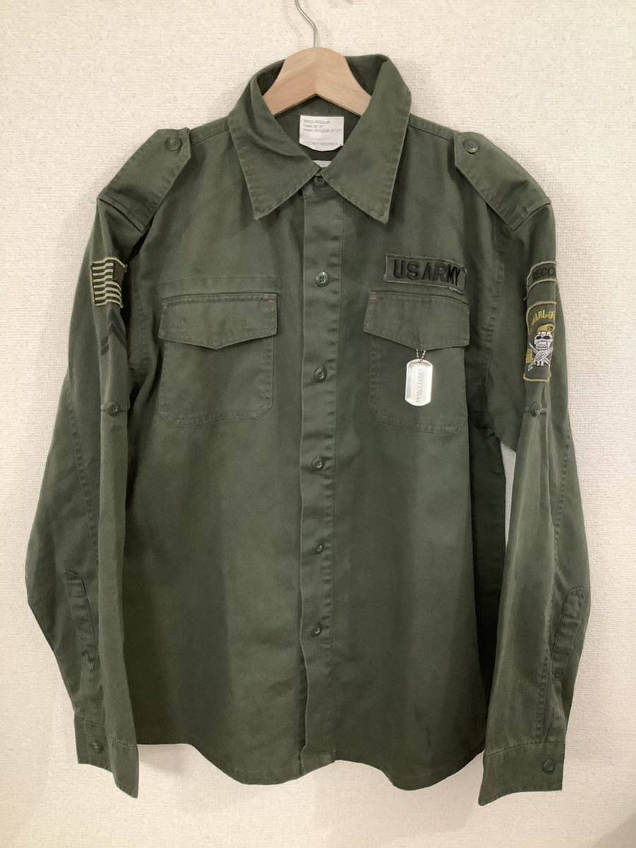 ミリタリーシャツ ドックタグ付き 長袖シャツ コットンシャツ レプリカ 復刻 ビンテージ アメカジ メンズ 古着拍卖