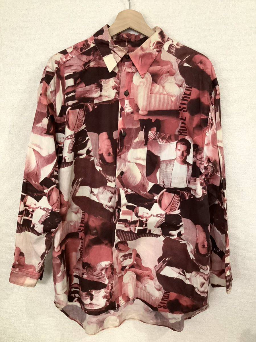 LUNCH MENU ランチメニュー フォトプリントシャツ レーヨンシャツ 総柄 ビンテージ アメカジ 古着 メンズ拍卖