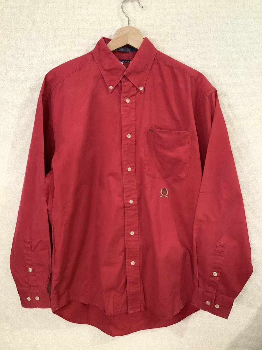 TOMMYHILFIGER トミーヒルフィガー コットンシャツ ボタンダウンシャツ 長袖シャツ ストリート メンズ 古着 レッド拍卖