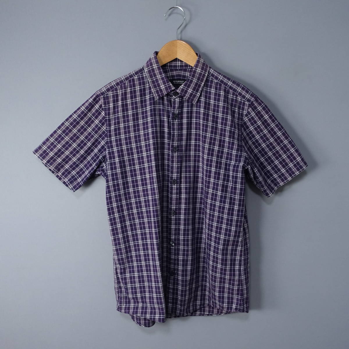 BURBERRY BLACK LABEL(バーバリーブラックレーベル )/2/半袖 チェックシャツ/パープル/紫/拍卖