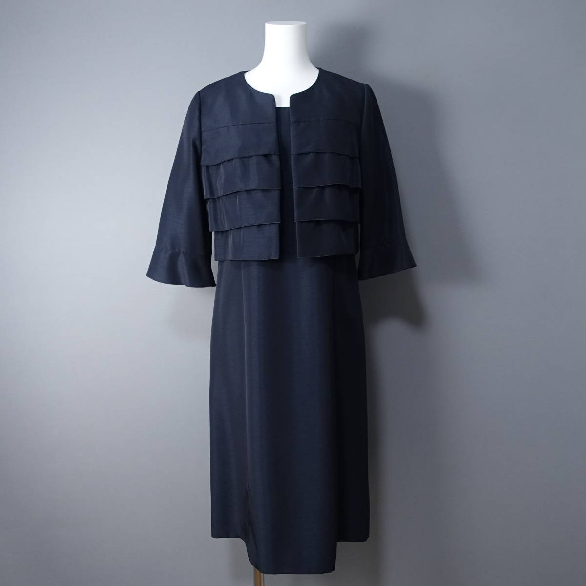 美品*Leilian/レリアン/11/日本製アンサンブル/ブラック/黒/レディース/ジャケット/ワンピース拍卖