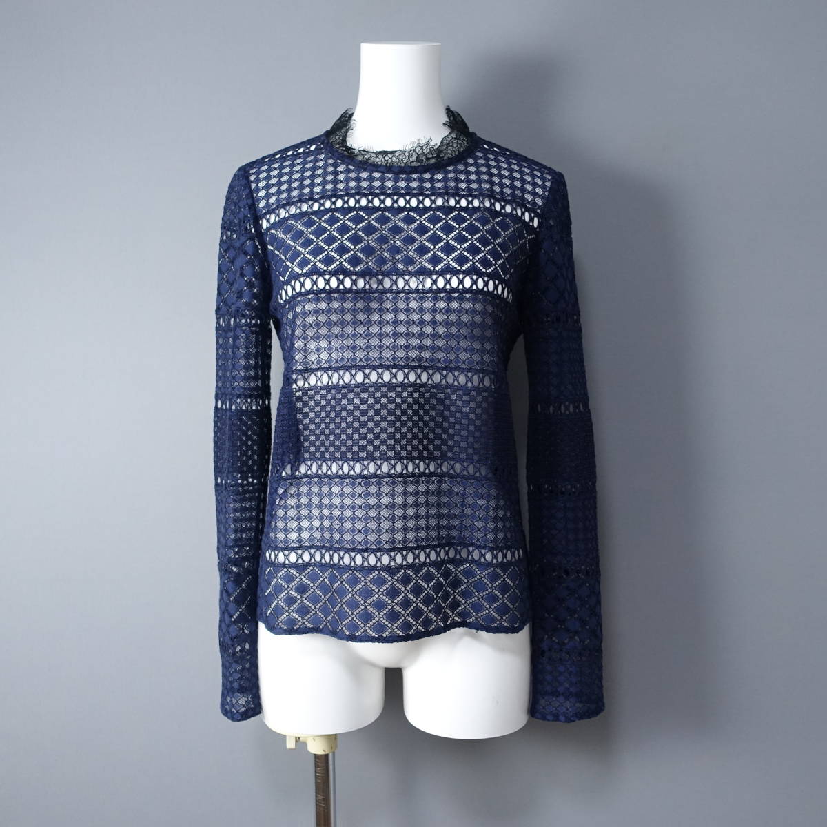 COMPTOIR DES COTONNIERS/コントワーデコトニエ/7/レース/長袖ブラウス/ネイビー/カットソー/シャツ/レディース/トップス拍卖