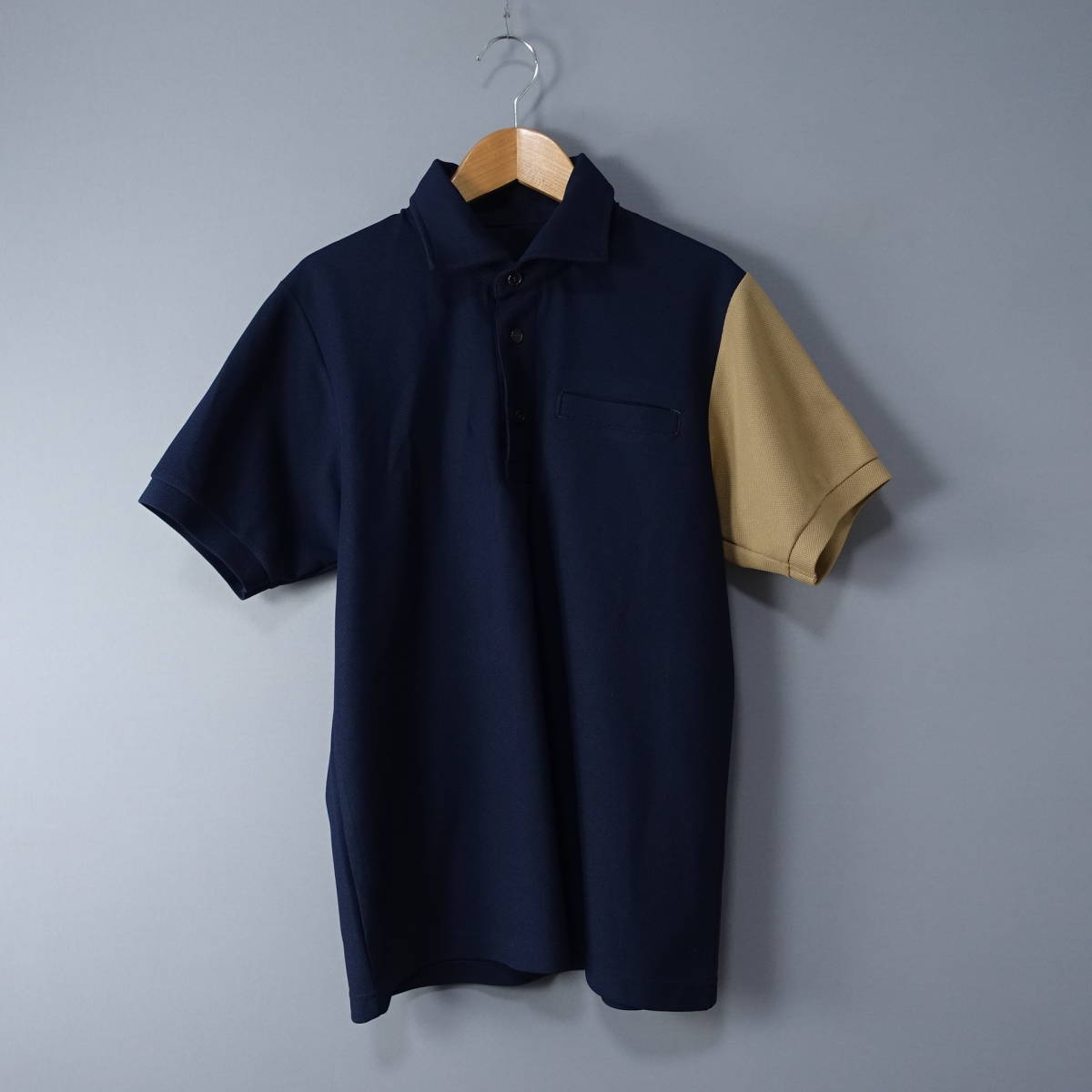 美品*EUROKENVY/ユーロケンビー/ERKV//S/日本製/半袖/ポロシャツ/ネイビー×ベージュ拍卖