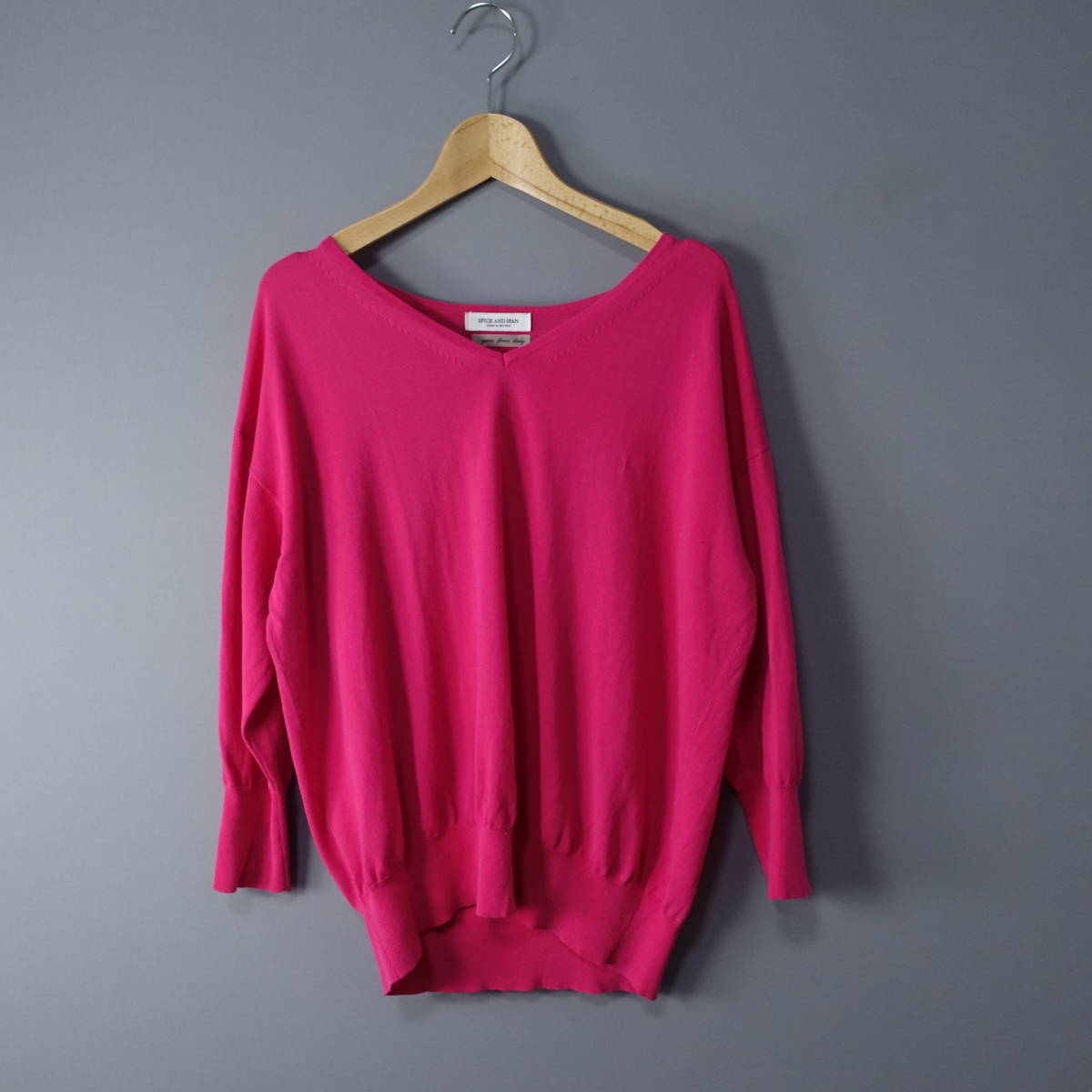Spick & Span/スピックアンドスパン/Vネックカットソー/ピンク/ニット/セーター/レディース拍卖