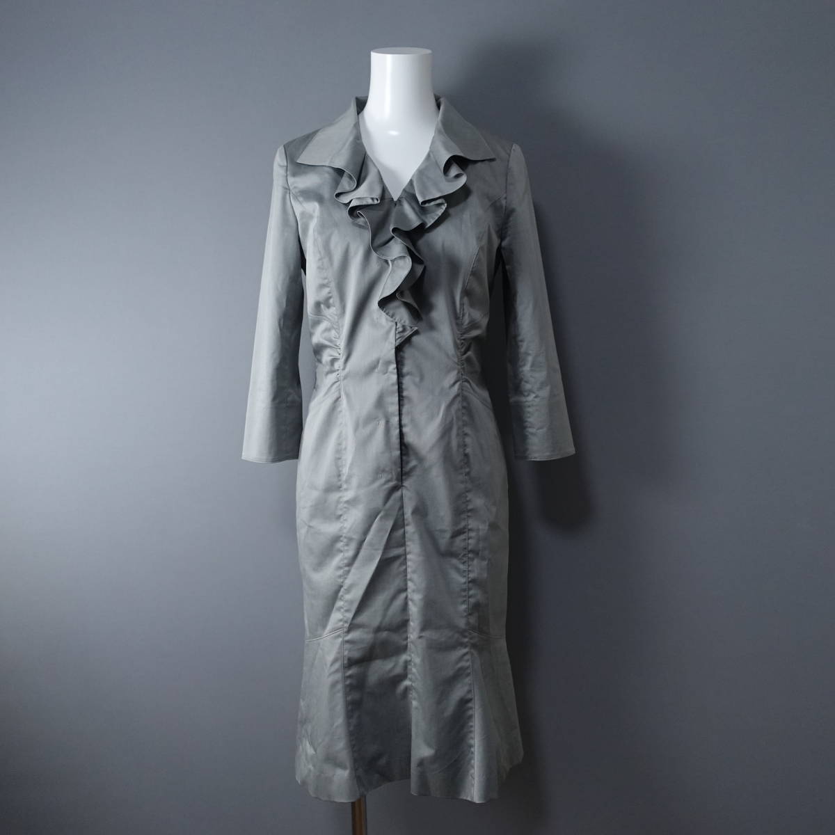 ★訳あり★MATERIA/マテリア/38/日本製ワンピース/グレー/レディースMサイズ相当/腰ひも欠品拍卖