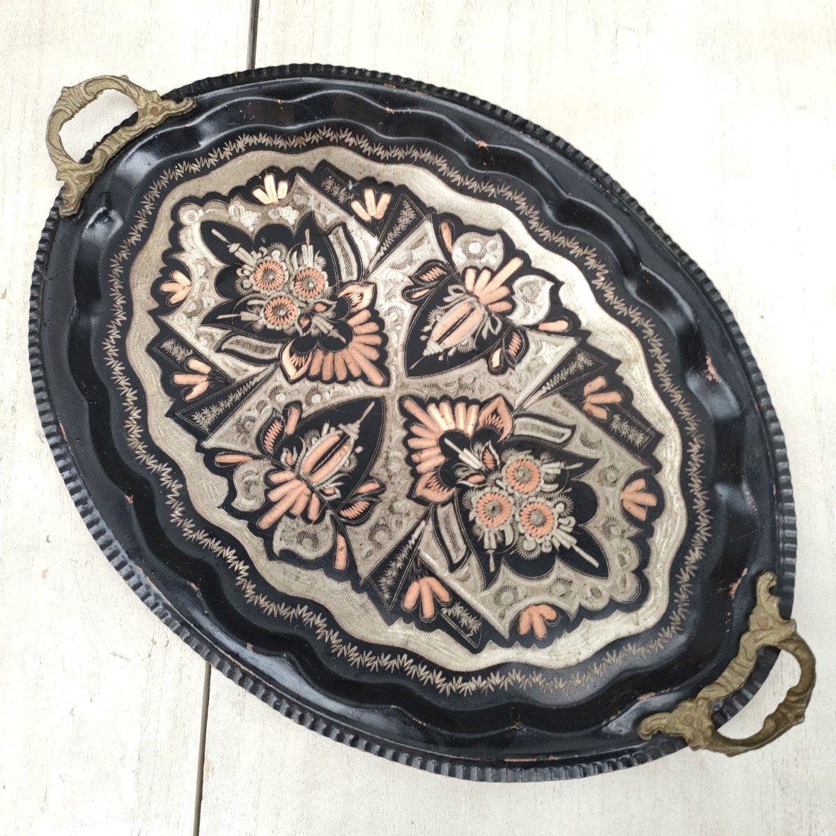 【ハンドメイド/銅製】used/ヴィンテージ/ビンテージ/古いトレイ/壁掛け/ディスプレイ/アート/雑貨/インテリア/拍卖
