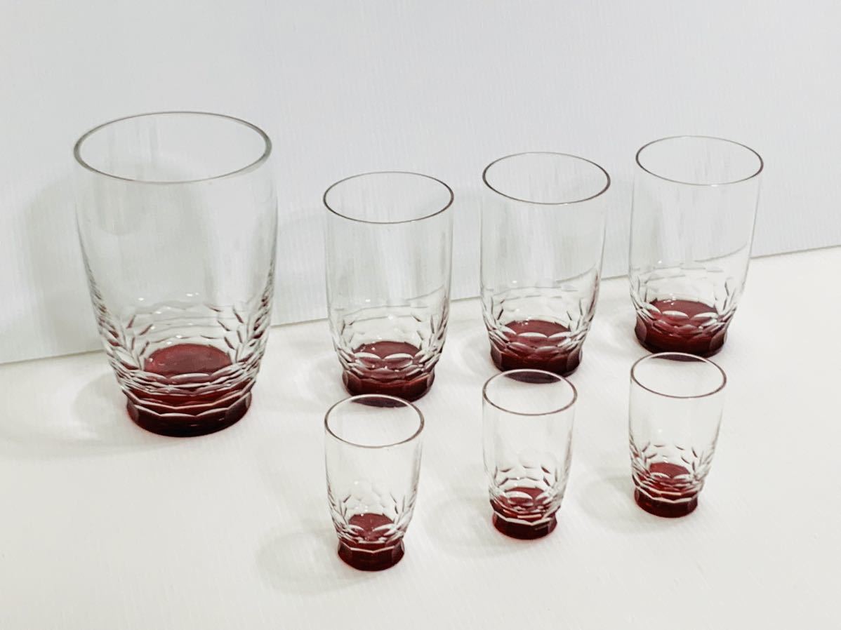 ロックグラス 計7個セット 大中小 硝子 工芸品 大1 中3 小3拍卖