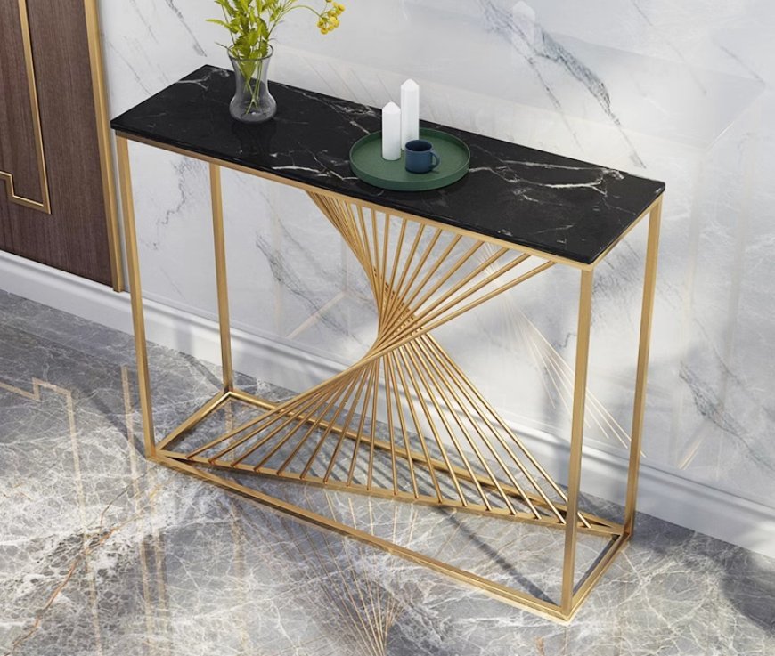 高級人造大理石サイドテーブル コンソールテーブル 玄関テーブル 花台 電話台 アンティーク調デザイン 80cm拍卖