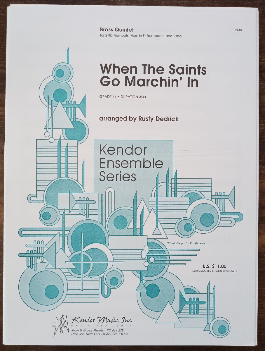 送料無料 金管5重奏楽譜 R.デドリック編:聖者の行進 2Trp/Hrn/Trb/Tuba スコア・パート譜セット拍卖