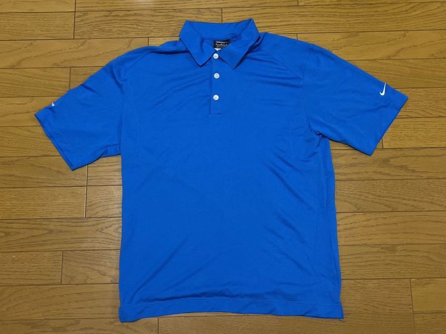Nike ナイキ DRI-FIT ドライフィット NIKEGOLF ゴルフ 青 ブルー 半袖シャツ サイズM USA古着拍卖