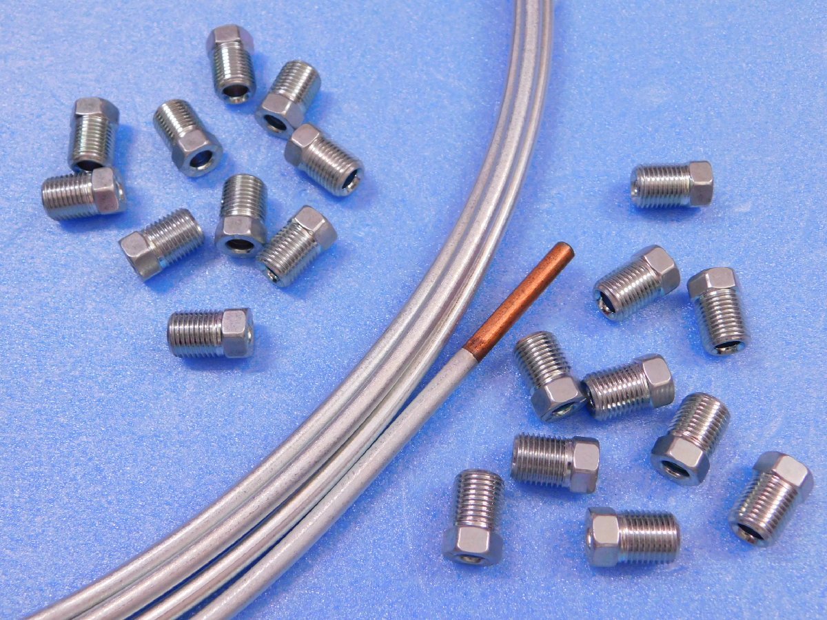 【ブレーキパイプ・スチール◆2本◆ /亜鉛メッキ】※《パイプ径3/16・Φ4.76mm×3.7m》フレアナット20個 日産 スバル ホンダ拍卖