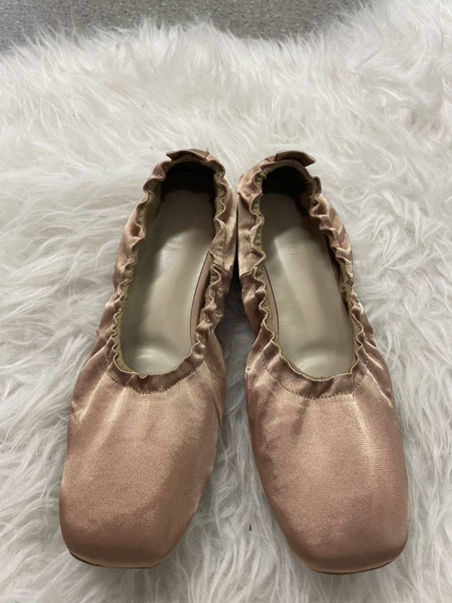 MazellマゼルキャメルカラーサテンギャザーバレエシューズSサイズ22.5㎝新品未使用定価12650円拍卖