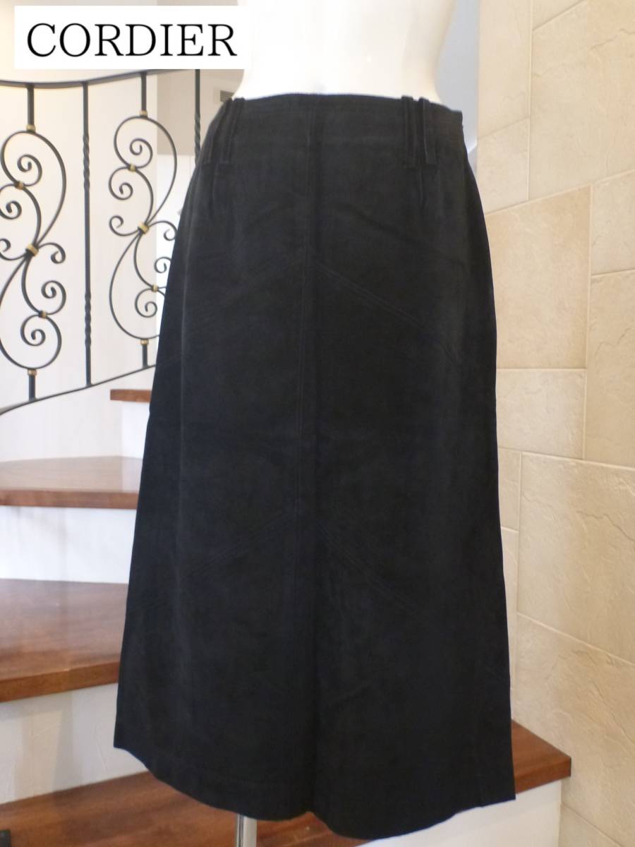 4.5万 超美品 CORDIA(コルディア)★黒 ブラック 本革レザー スカート 40 M拍卖
