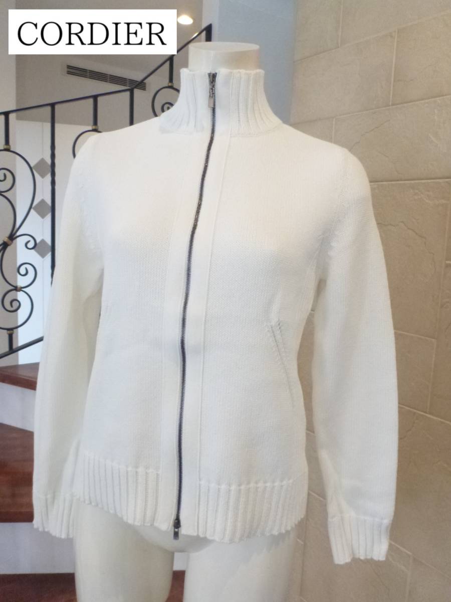 3万 超美品 CORDIA(コルディア)★白 ホワイト ほど良く厚み カーディガン 40 M拍卖