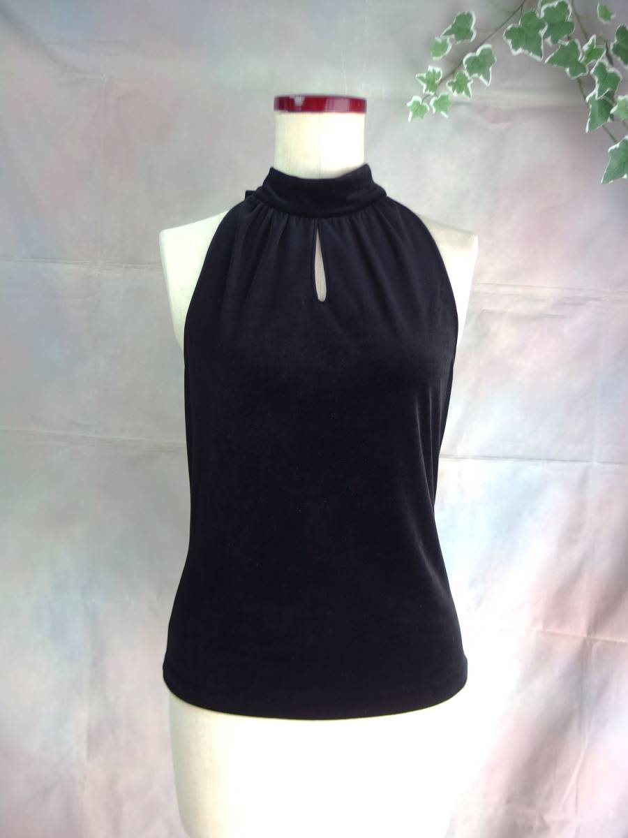 美品 オゥフィルドゥ AU.Fil.DE ヤマダヤ ★ ベロアカットソー 黒 9号 フォーマル パーティー拍卖