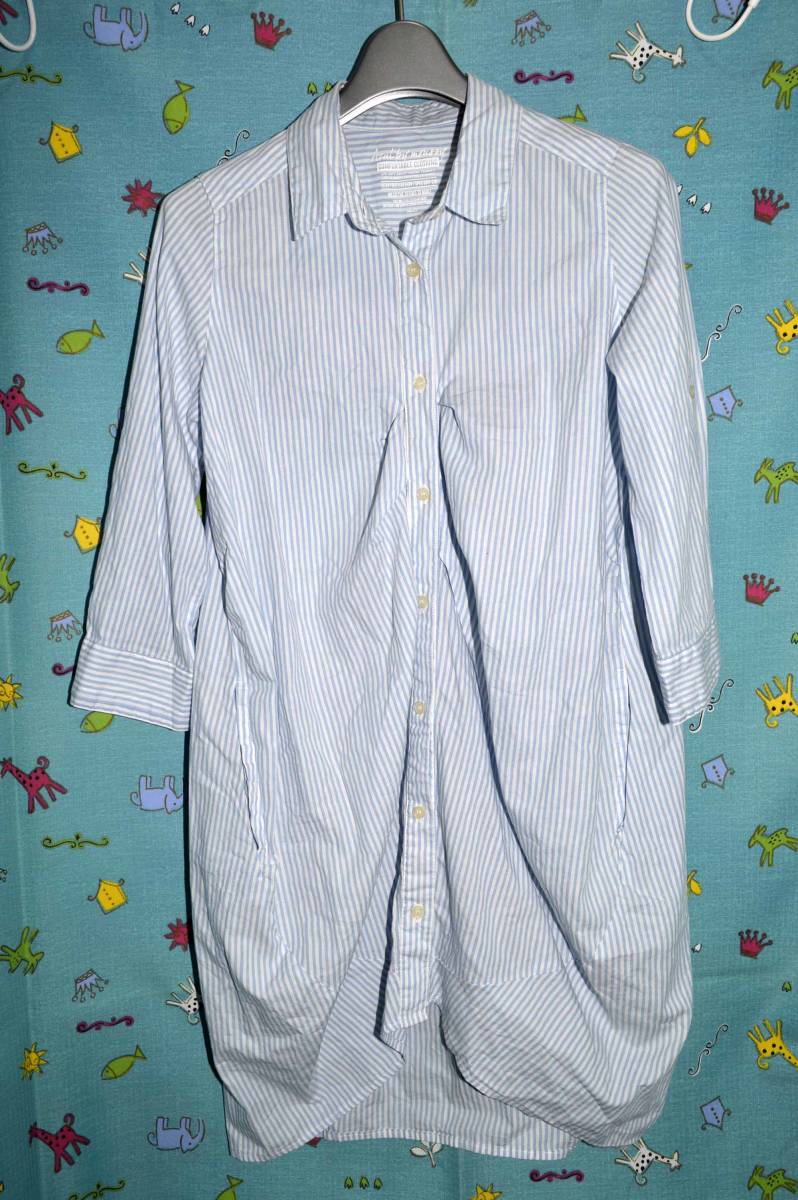 Azul by moussy マウジー・ストライプ ドレープ 長袖シャツ ブルー系色 サイズ:S(中古美品)拍卖