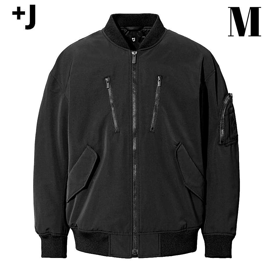 M 新品【UNIQLO x JIL SANDER +J Over Size Blouson Black ユニクロ x ジルサンダー +J オーバーサイズブルゾン 黒 ブラック ジャケット】拍卖