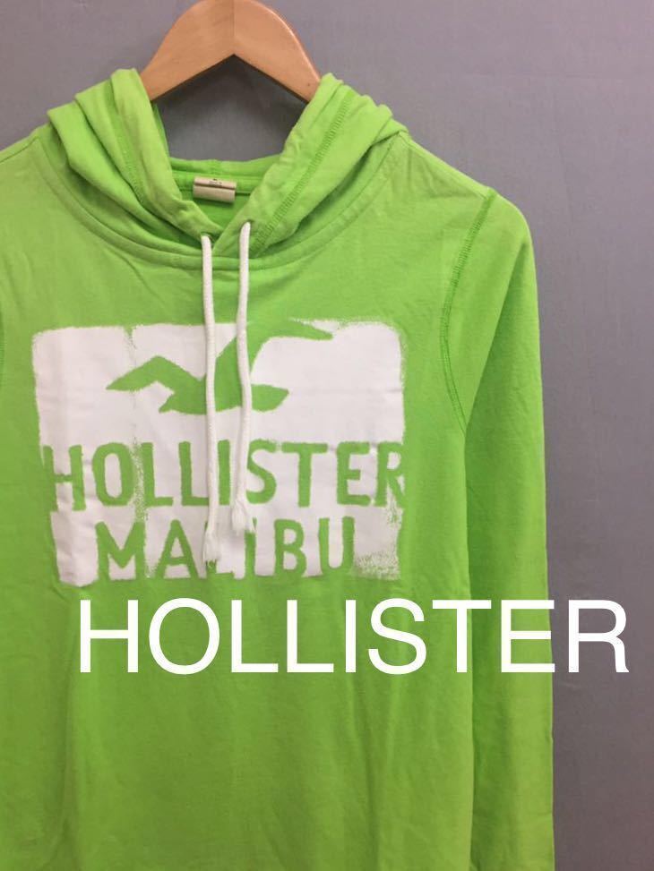 ホリスター HOLLISTER ロンT フード 長袖 プリント ライトグリーン レディース Lサイズ !●&拍卖