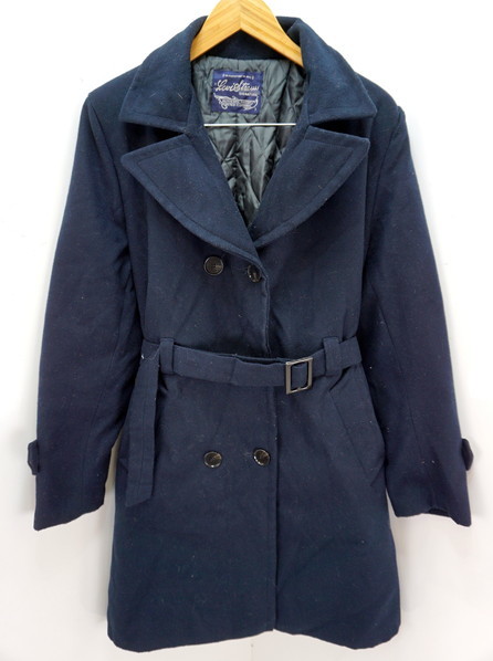 ■リーバイス LEVIS 裏キルティング 濃紺 ウール地 レディース 細身 コート M相当 古着 比較的美品 ■EC拍卖