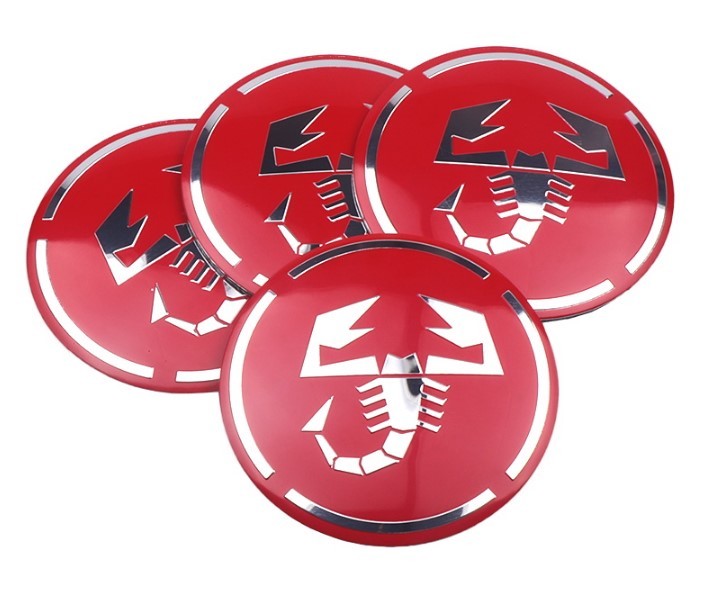 ABARTH 赤銀 56mm 4こセット ステッカー ホイールキャップ 595 124 500 695 プント拍卖