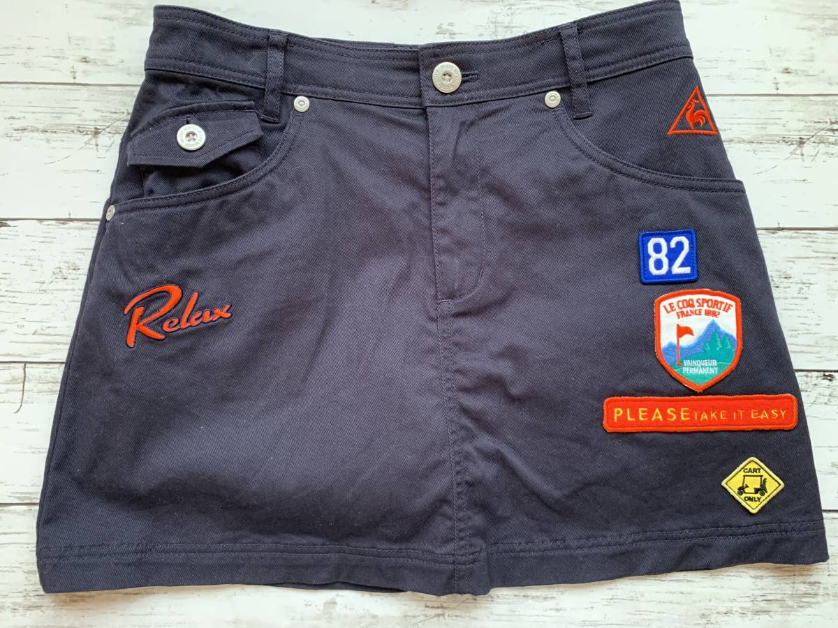 美品★ルコック スポルティフ/le coq★ ワッペン デザイン ゴルフ インナー付き スカート パンツ拍卖