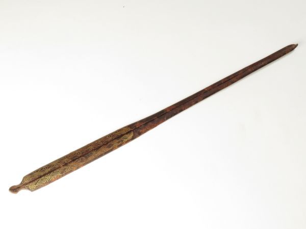 【5775】刀装具 江戸~明治 オリジナル 鉄地 幾何学紋 象嵌 コウガイ(初品・買取品)拍卖