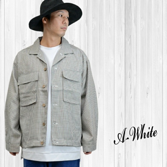 チェック柄ゆったりワークジャケット 32643 新品 ガンクラブホワイト M拍卖