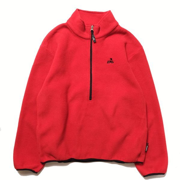90's USA製 EMS ハーフジップ フリース ジャケット (L) 赤 プルオーバー 90年代 アメリカ製 旧タグ オールド イースタンマウンテンスポーツ拍卖