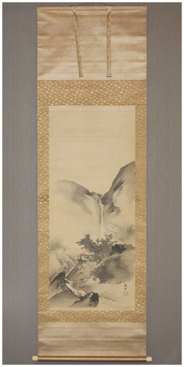 「模写」 明治日本画壇・【橋本雅邦】 夏山高士幽居図 掛軸 明治期・狩野派・中国絵画・狩野勝川院師事拍卖