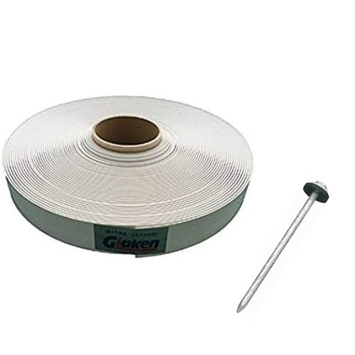 Glaken ブーブーライン 5cm幅 BBL5-25 白 25m+ブーブー釘 BBNP-50W(砂利・芝生用)50本入セット拍卖