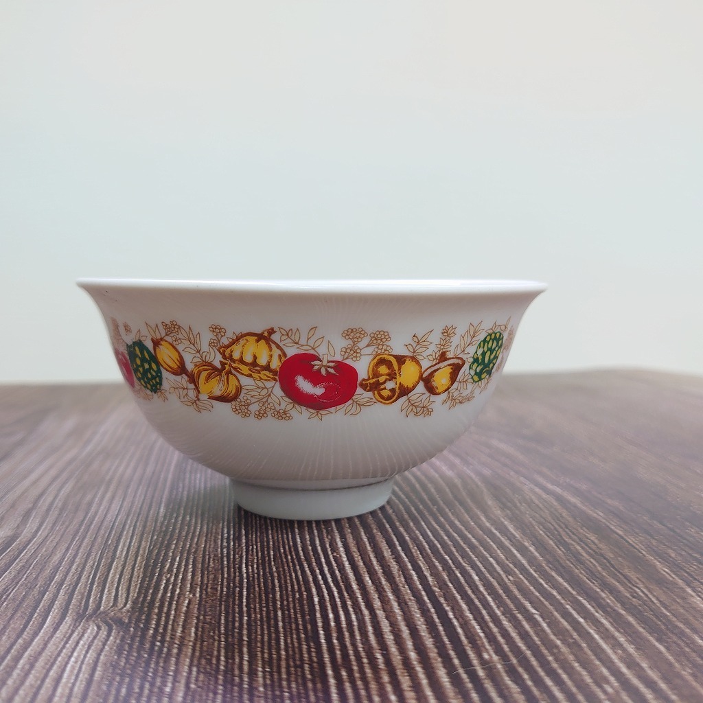 ◆台湾レトロ◆大中製◆お茶碗 おわん キノコ トマト柄◆台湾食器◆ヴィンテージ拍卖