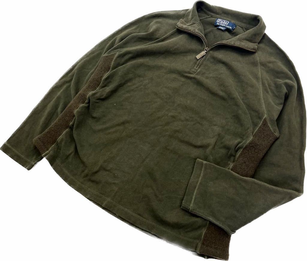 POLO RALPH LAUREN ☆ 渋い一着◎ ハーフジップ トレーナー オリーブ ブラウン L アメカジ ストリート 古着 ポロラルフローレン■J260拍卖