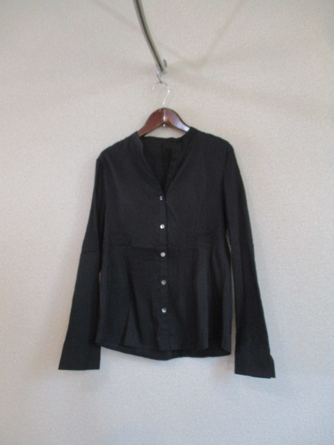 Leshabitsスミ黒プリーツ入長袖シャツ(USED)91418)拍卖