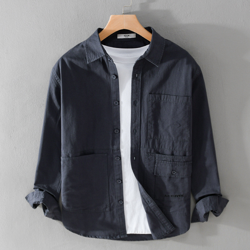 ワークシャツ カーゴシャツ シャツジャケット 長袖シャツ カジュアル メンズ*新品 トップス 春秋物【9775】ブルー系【M-3XL選択】拍卖