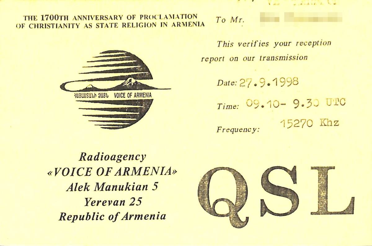 BCL★希少ベリカード★アルメニアの声+おまけ★National★ナショナル★ペッパー015★RF-015カラーテクニカルガイド付拍卖