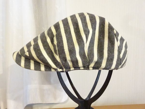 ◎ DECADE STANDARD UNI. ◎メンズ ボーダー柄 ハンチング サイズ57cm〜59cm キャップ 帽子 韓国製拍卖