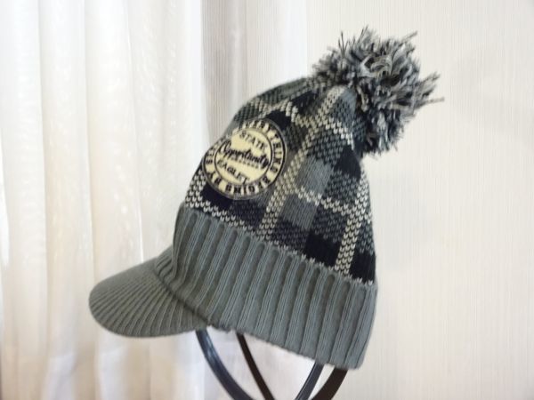 ∵ ライトオン ∵LIGHTON キッズ・ガールズ つば付ニット サイズ56cm〜58cm キャップ 帽子 チェック柄拍卖